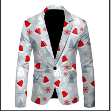 Comercio exterior europeo y americano nuevo estilo 2024 nueva moda casual letras navideñas chaqueta de traje para hombre WL008