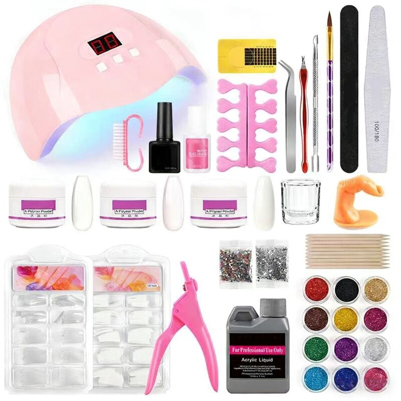 Cross-Border Store Opening Nail Art Tool Set, Nail Lamp, Crystal Liquid Basic Set, Crystal Powder, Nail Tips, Nail File Tools