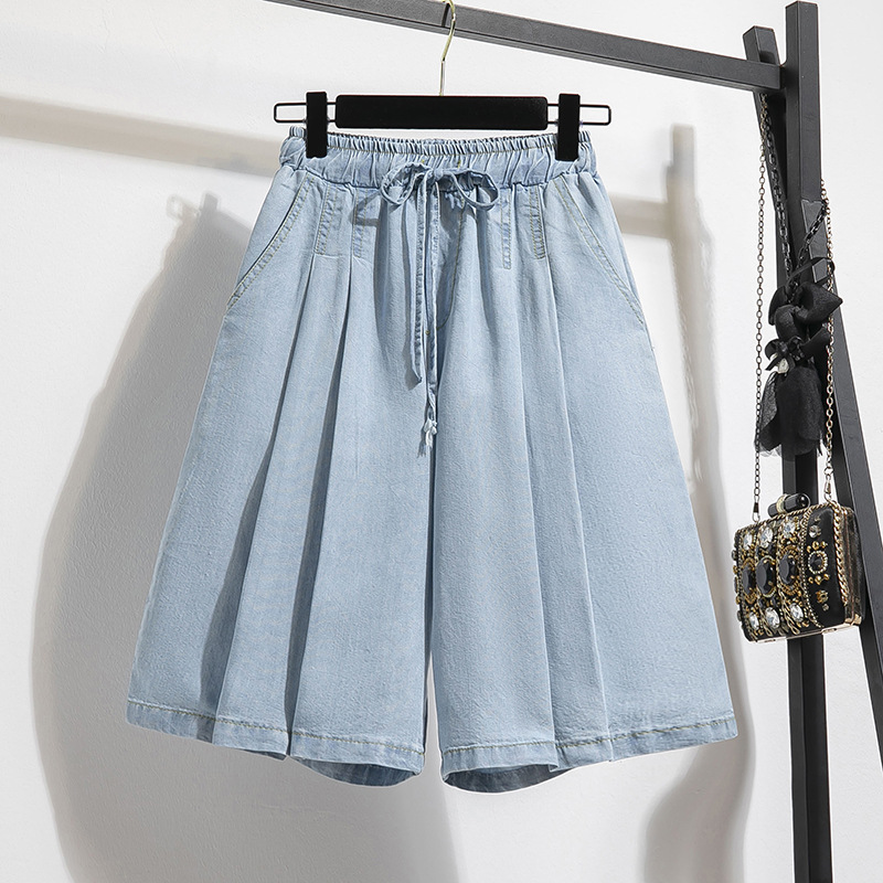 Katta o'lcham tensel denim qisqa shim 2026 yay – parchalar