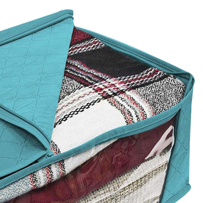 Amazon Venta caliente bolsa de edredón de algodón no tejida bolsa de polvo ropa plegable de almacenamiento de algodón bolsa de edredón bolsa de almacenamiento transparente