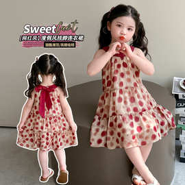 女童吊带连衣裙2025夏装新款小女孩裙子公主裙韩版洋气儿童波点裙