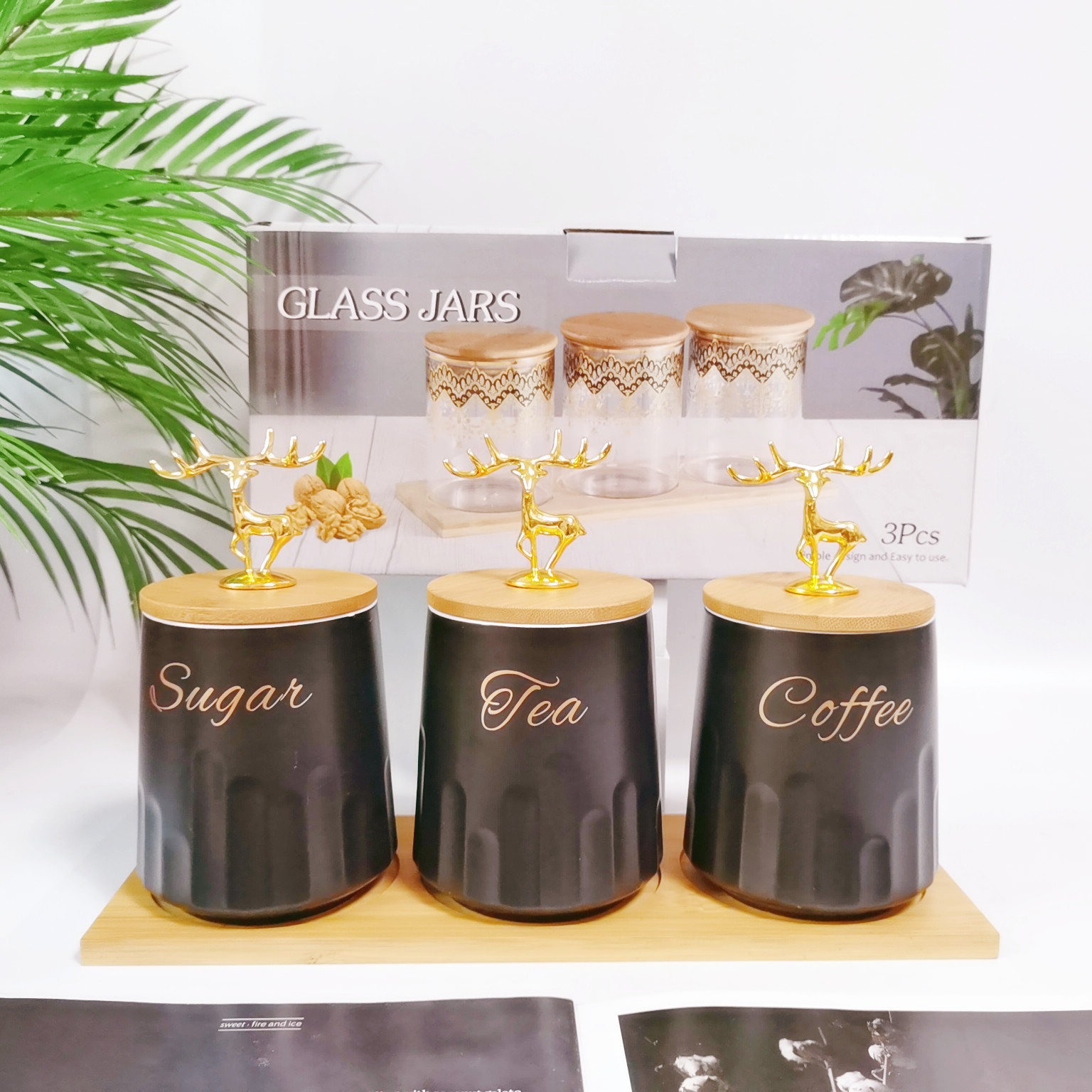 Exportación transfronteriza cerámica sellado tarro traje cocina condimento tarro multi-grano almacenamiento tarro café tarro de té tarro de azúcar