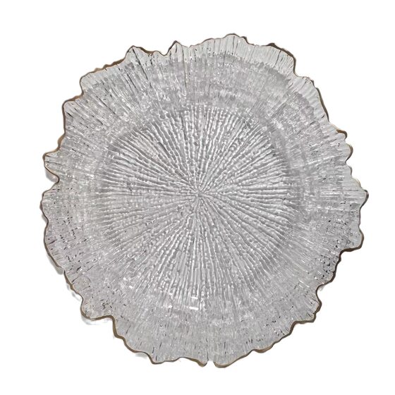 Classic transparent bead edge plate fruit plate wedding banquet plate European-style household decorative tray Pastry small snack plate