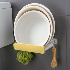 Multifunctional washbasin rack with hook, no punching, wall-mounted bathroom basin storage rack, household retractable storage rack