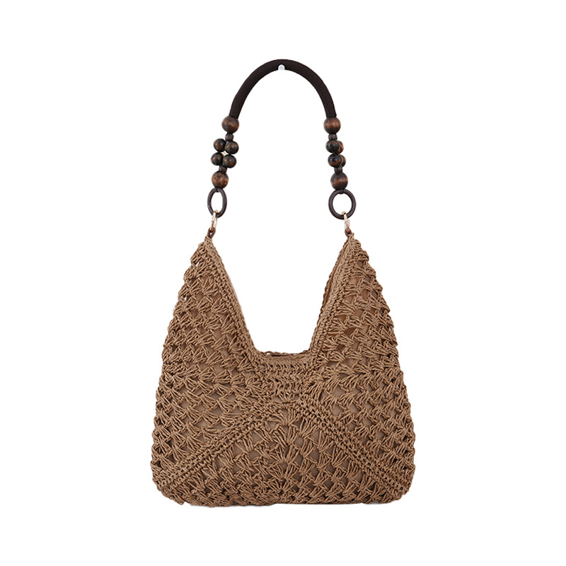 Ins Style Woven Straw Bag For Women, Large Capacity Bohemian Beach Vacation Shoulder Bag, Lightweight - Thumbnail 5