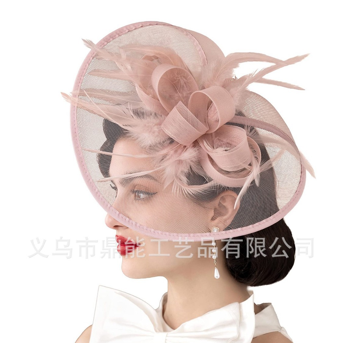 跨境货源复古羽毛头饰欧美新娘夸张礼帽派对舞会发饰发夹