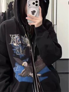 ԭ��26SS Eagle Zip Up Hooded�������D��ӡ������Bñ�l��ñ��