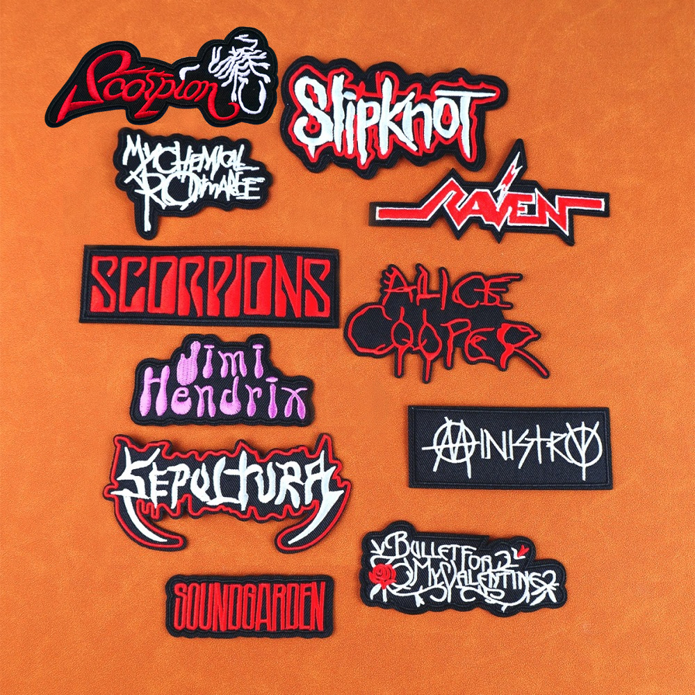 电脑绣花骷髅黑色彩色字母蝎子乐队标酷黑白徽章装饰DIY补丁贴