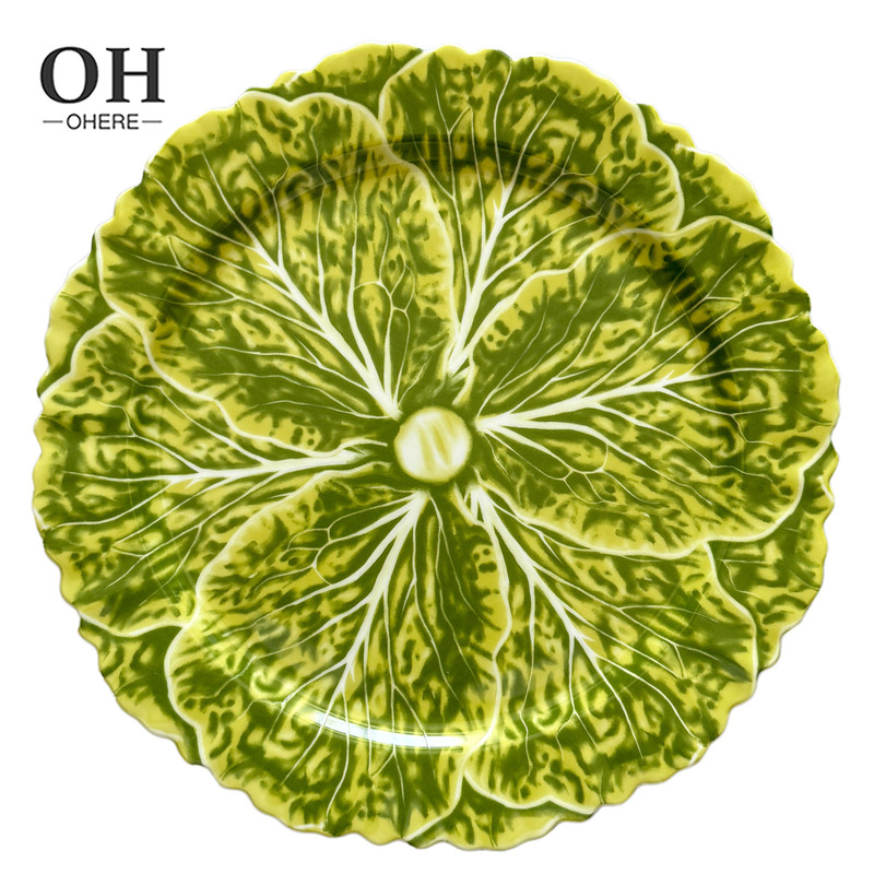2026 Export Grass Green Cabbage Plate Ceramic Portuguese Country Style Royal Blue Cabbage Plate Western Style Ceramic Plate