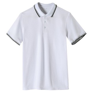 2022 summer new men's and women's white short-sleeved T-shirt junior high school uniform lapel student sports half-sleeved school uniform