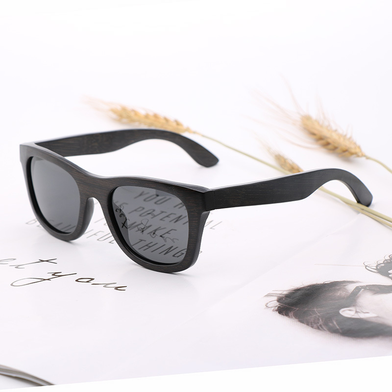 New cross-border retro bamboo glasses oval face full frame black polarized sunglasses manufacturer in stock