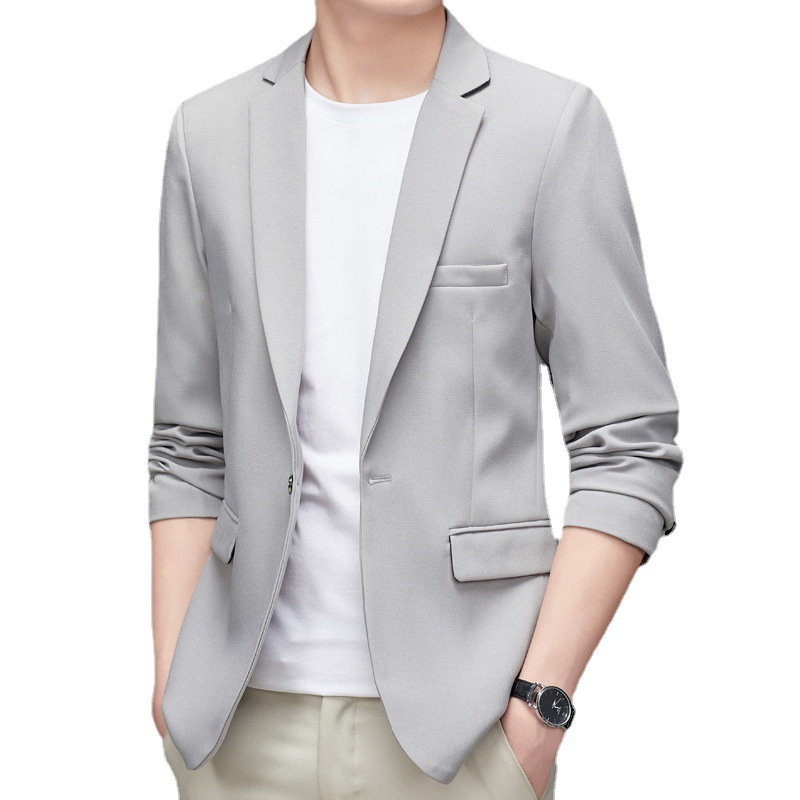 Nueva primavera y otoño traje de color sólido de los Hombres estilo coreano slim fit solo traje guapo un botón clásico capa superior moda