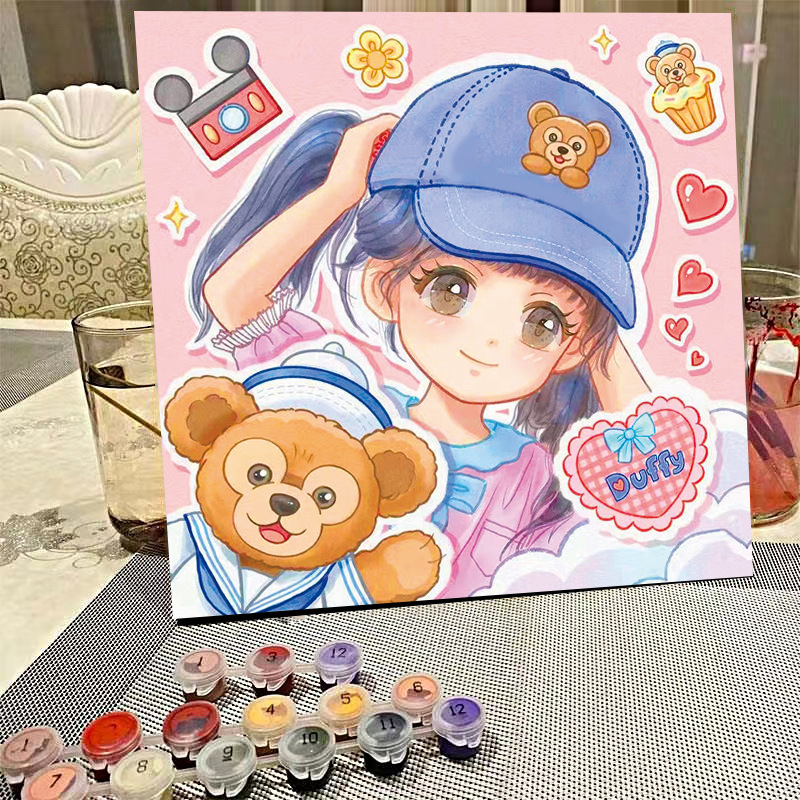 デジタル油絵diyの塗り絵の子供は漫画のアニメを埋めて色を塗ります。|undefined