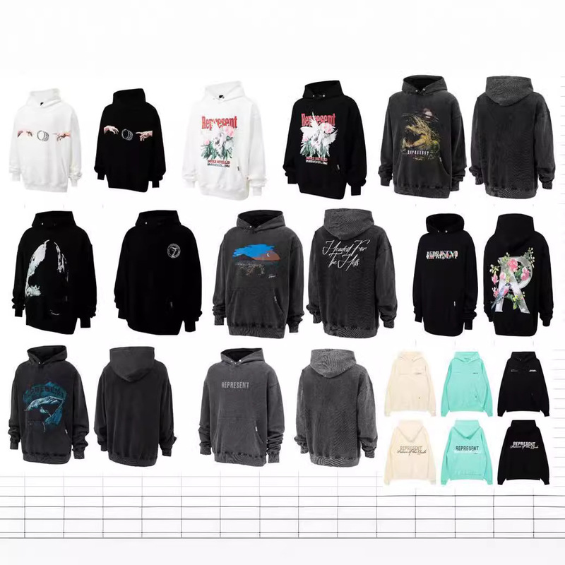 High Street Fashion Brand Rep Sunset Crocodile Print Men's and Women's Washed Old Jacket Casual Sports Hooded Sweater