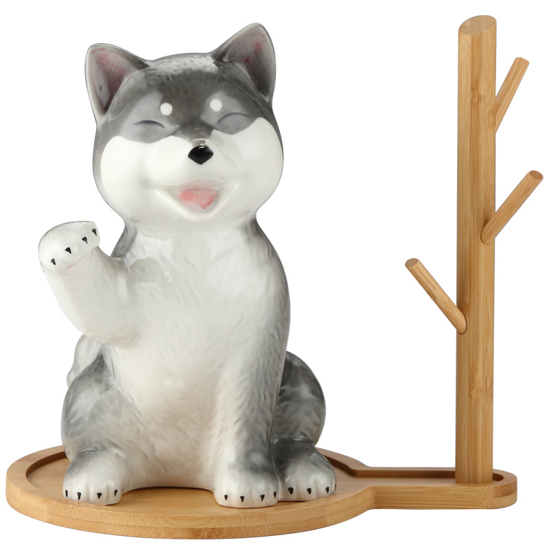 Shiba Inu suerte zapato de cerámica gabinete Entrada entrada clave caja de almacenamiento decoración sala de estar decoración estante de almacenamiento