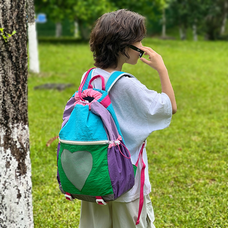 Mochila coreana de gran capacidad para niños y niñas dulce amor extranjero cuerda de dibujo bolsas escolares de niños bolsas de viaje de moda