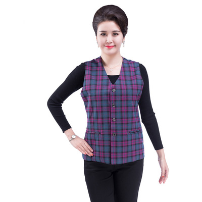 spring and autumn Thin section lattice Vest Middle and old age Women's wear fashion Western style Mom outfit have cash less than that is registered in the accounts the elderly Vest vest