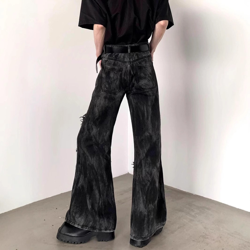 2025 American-style high street vibe micro-horn men's high waist niche design jeans high-end ins