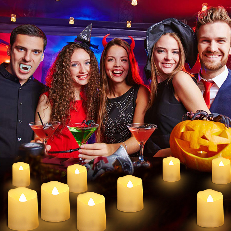 ハロウィーンリモコン電子ろうそく誕生日家庭装飾USB充電茶灯シミュレーションプラスチックLEDろうそく灯