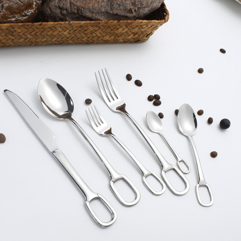 High-end thickened 304 stainless steel tableware knife, fork and spoon suit steak knife and fork Western restaurant hotel supplies wholesale High-end thickened 304 stainless steel tableware knife, fork and spoon suit steak knife and fork Western restaurant hotel supplies wholesale