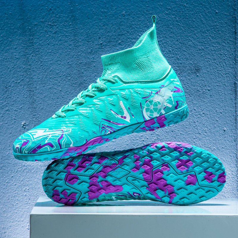 Zapatos de fútbol de clavos transfronterizos de alto impacto para niños y niñas, zapatos de entrenamiento antideslizantes transpirables para adultos, zapatos deportivos de competición de clavos largos