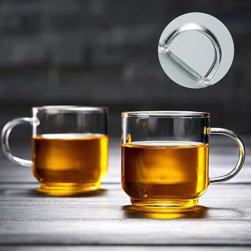 定制透明玻璃小茶杯新品耐热功夫茶具泡茶杯子高硼硅带把手品茗杯|undefined