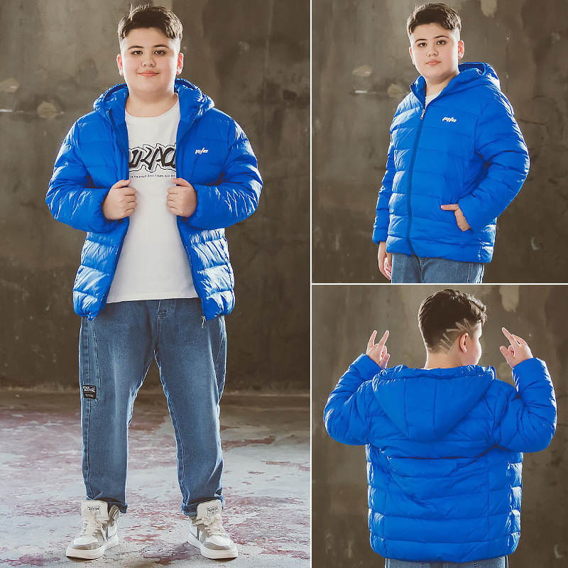 Boys' down Jacket for Chubby Kids, Oversized Youth White Duck down Clothing, Lightweight and Fluffy for Winter