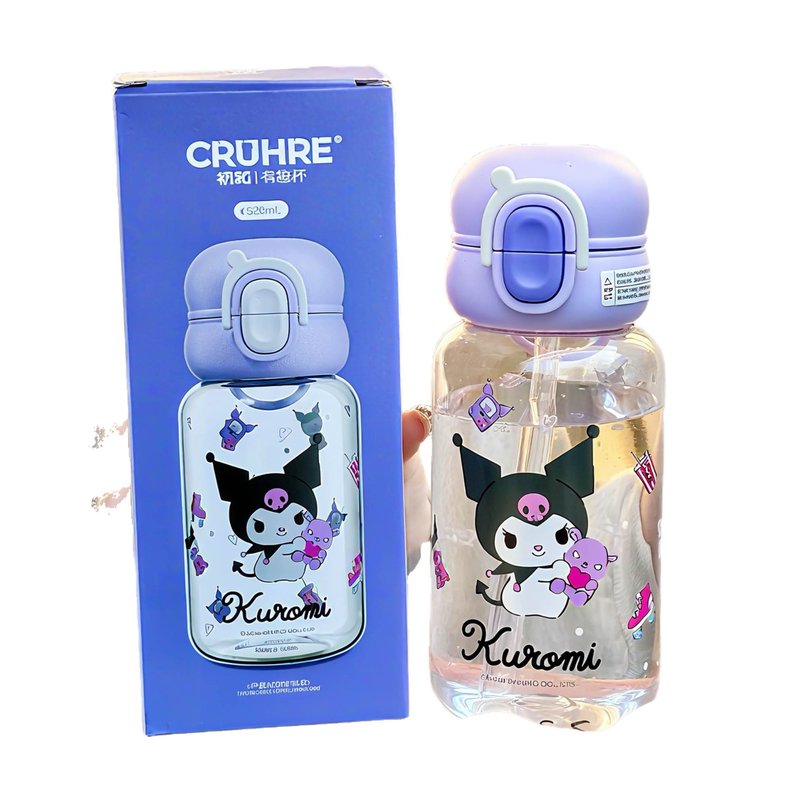 Sanrio tazas de agua para niños niñas lindas tazas de paja Kulomi tazas de plástico de gran capacidad especiales para estudiantes escolares