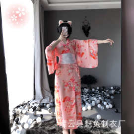 魅兔新款情趣内衣日系和服女长款猫女情趣睡衣诱惑女士雪纺1143