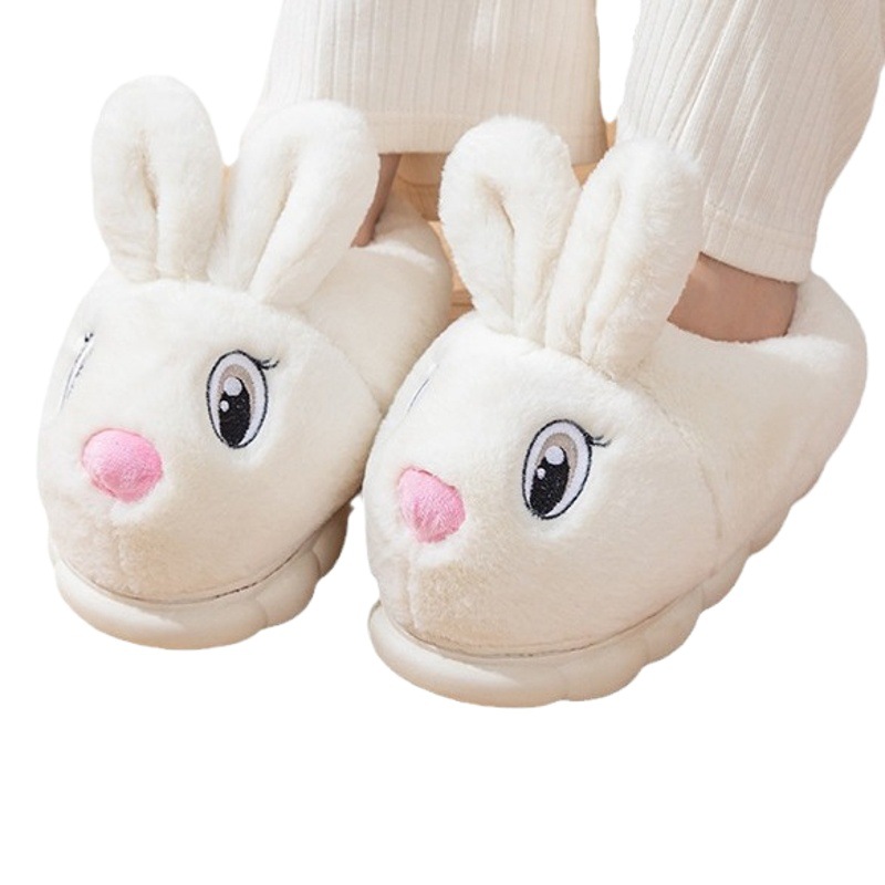 2023 Otoño e Invierno Nueva gama alta suave lindo conejo zapatos de algodón felpa cálida pareja zapatos de algodón en casa