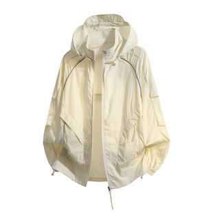 2025 Ice Silk Sun Protection Clothing Men's Summer Breathable Hooded Anti-Uv Thin Skin Clothing Jacket Youth Students