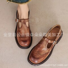 2025新款春秋女鞋扣带鞋单鞋小皮鞋