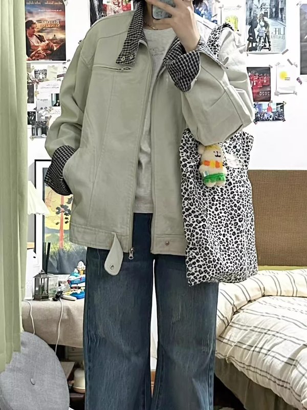 cleanfit哈灵顿牛仔外套男女秋季水洗潮牌立领棒球服美式工装夹克|undefined