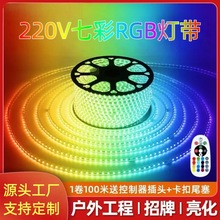 5050RGB高压110V220V灯带七彩渐变户外防水工程亮化氛围led灯条