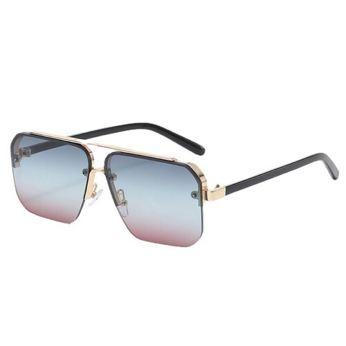 Square Metal Eyebrow Sunglasses 2024 New European and American Fashion Men and Women Half Frame Frog Sun Glasses 