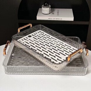 Advanced Sense Ins Feng Shui Cup Holder Light Luxury Household Tea Set Storage Plate Rectangular Draining Tray Tableware Fruit Plate