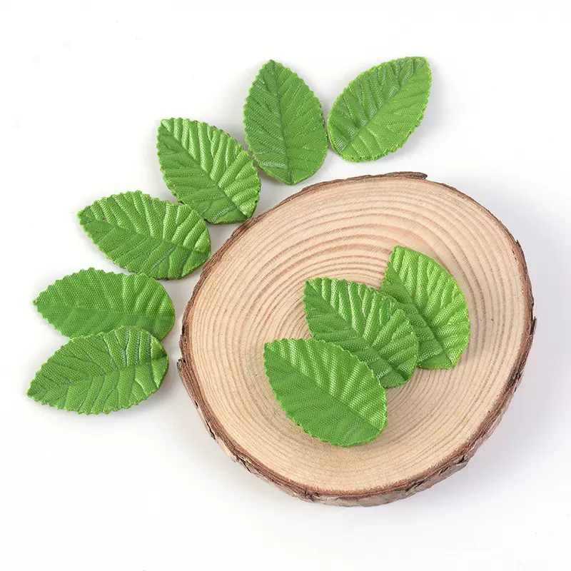 4CM植物绿色叶子 金银色圣诞叶片diy手工花环假叶子单片玫瑰叶