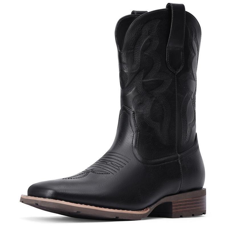 跨境Cowboy Boots for Men Classic Western Square Toe Pull On|undefined