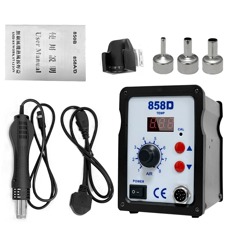 Паяльная станция с термофеном 858D, 700 Вт, высокомощная, для разборки электронных компонентов материнских плат, с цифровым LED-дисплеем