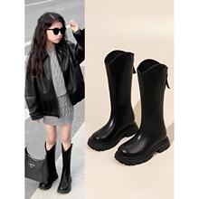 女童时尚童鞋2025年秋冬新款洋气韩版高筒骑士靴皮靴洋气马丁靴