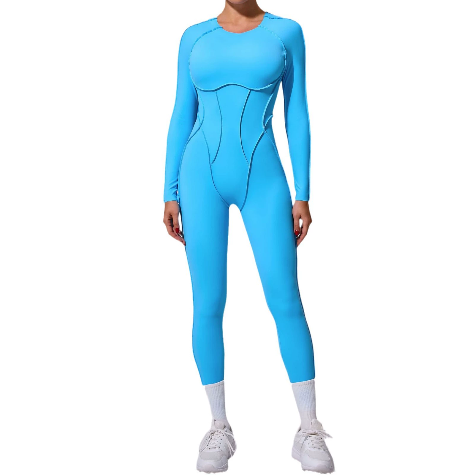 Спортивная одежда для йоги, с длинным рукавом, брюки, зимний overall, без спинки, обтягивающий