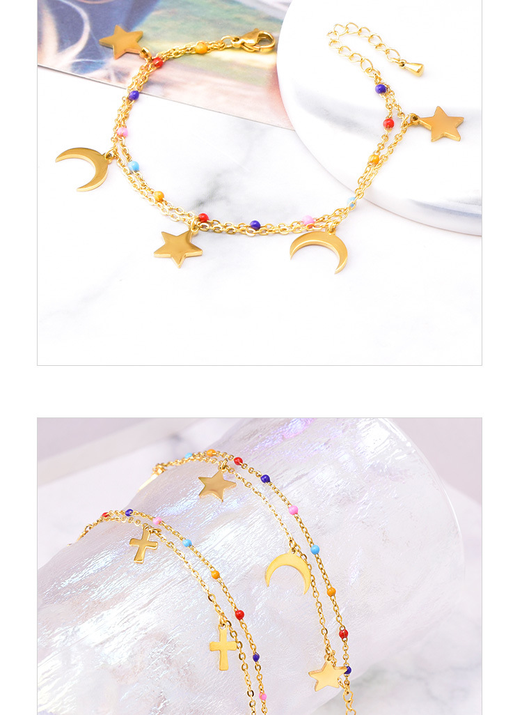 Fashion Star Moon Titanium Steel Plating Bracelets display picture 4