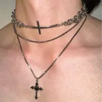 Новый крест ожерелье фундамент крест стек choker мужчин и женщин High Street два в одном многослойная ключица