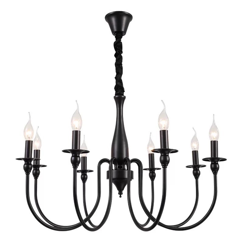 美式复古蜡烛吊灯卧室餐厅书房乡村风民宿创意氛围感铁艺法式吊灯