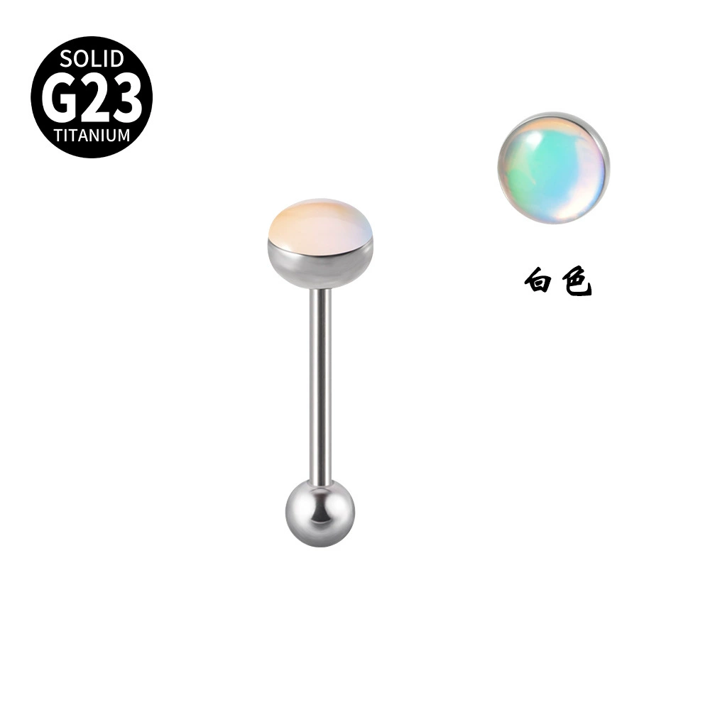 Титановая язычковая штанга G23, градиентный опал, диаметр 1.2 / 1.6 × 6–16 мм