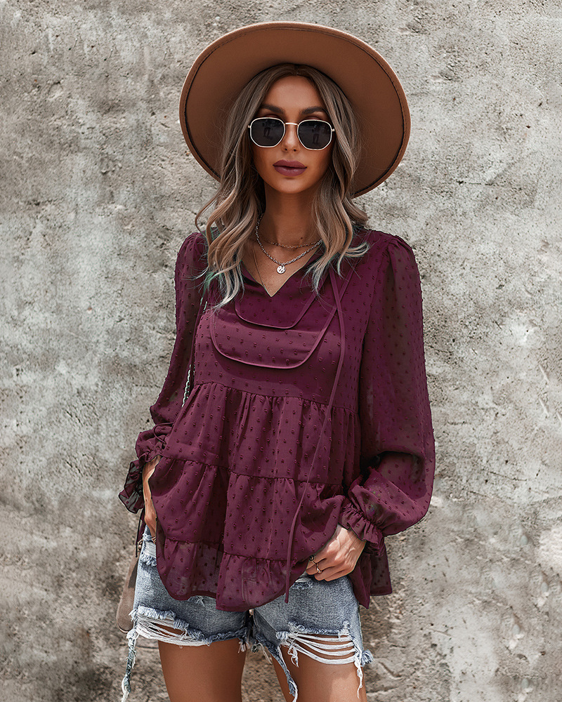 women s autumn and winter V-neck shirt nihaostyles clothing wholesale NSDY73970