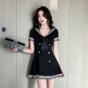 Slim Night Club Navy Style Bow Dress