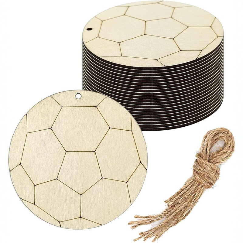 Unfinished Wooden Ornaments Football Shaped Hanging Decorations Gift Tags DIY Projects Sports Themed Party Decoration