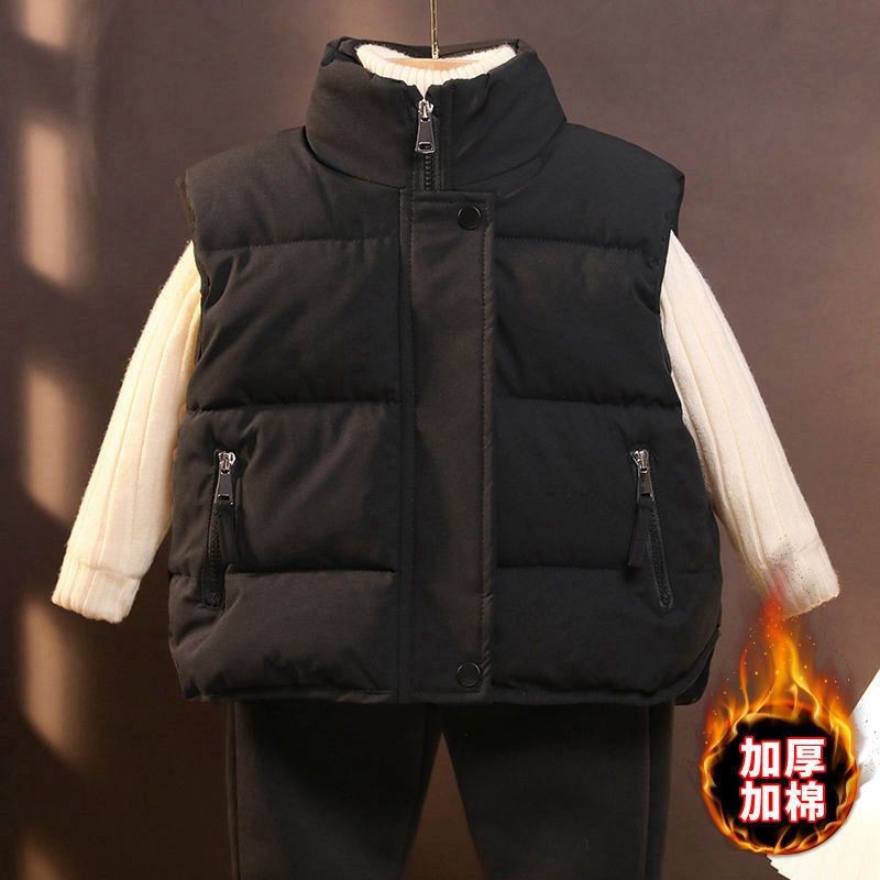 Demi-season keep warm children's black vest for boys