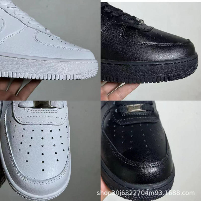 High Version Af1 Air Force One Pure White Pure Black Low-Top Sneakers for Men and Women, Casual Sports Shoes with Vulcanized Soles